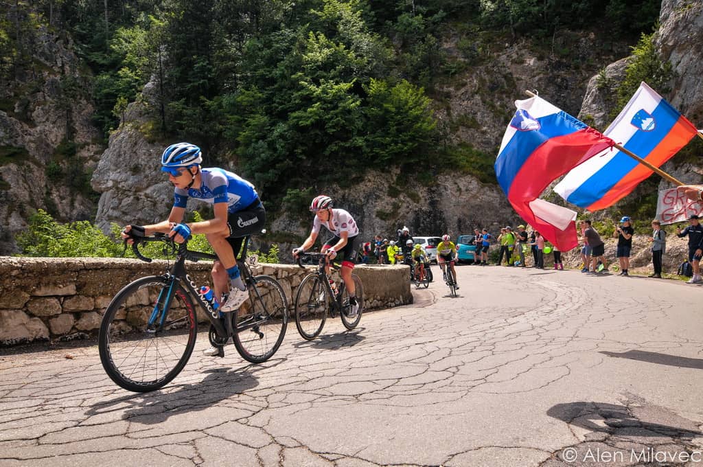 Professional race around Slovenia UCI Predmeja climb Vipava valley. Bike tour