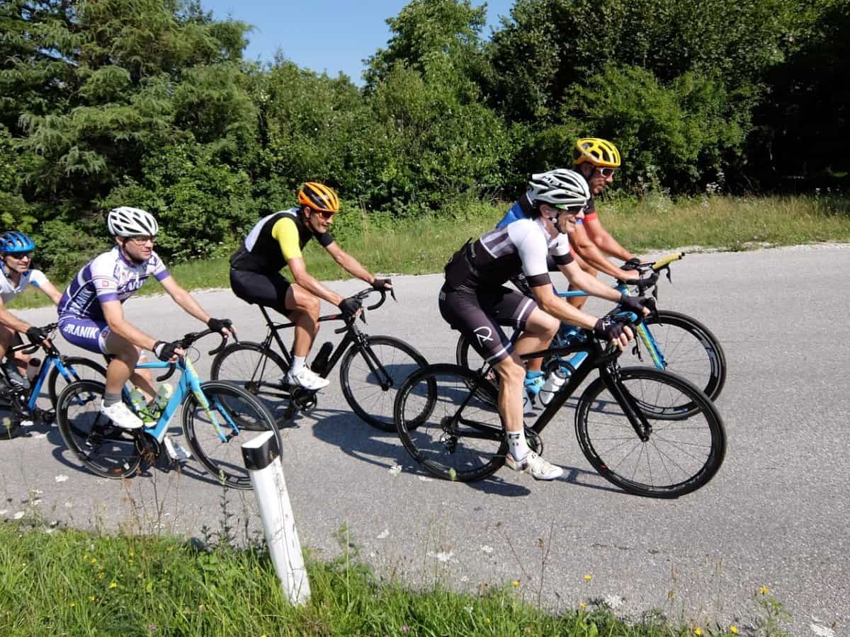 Group of cyclist. Rockvelo tours Slovenia