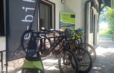 Bike rental point at Sinji vrh with electric rental bikes