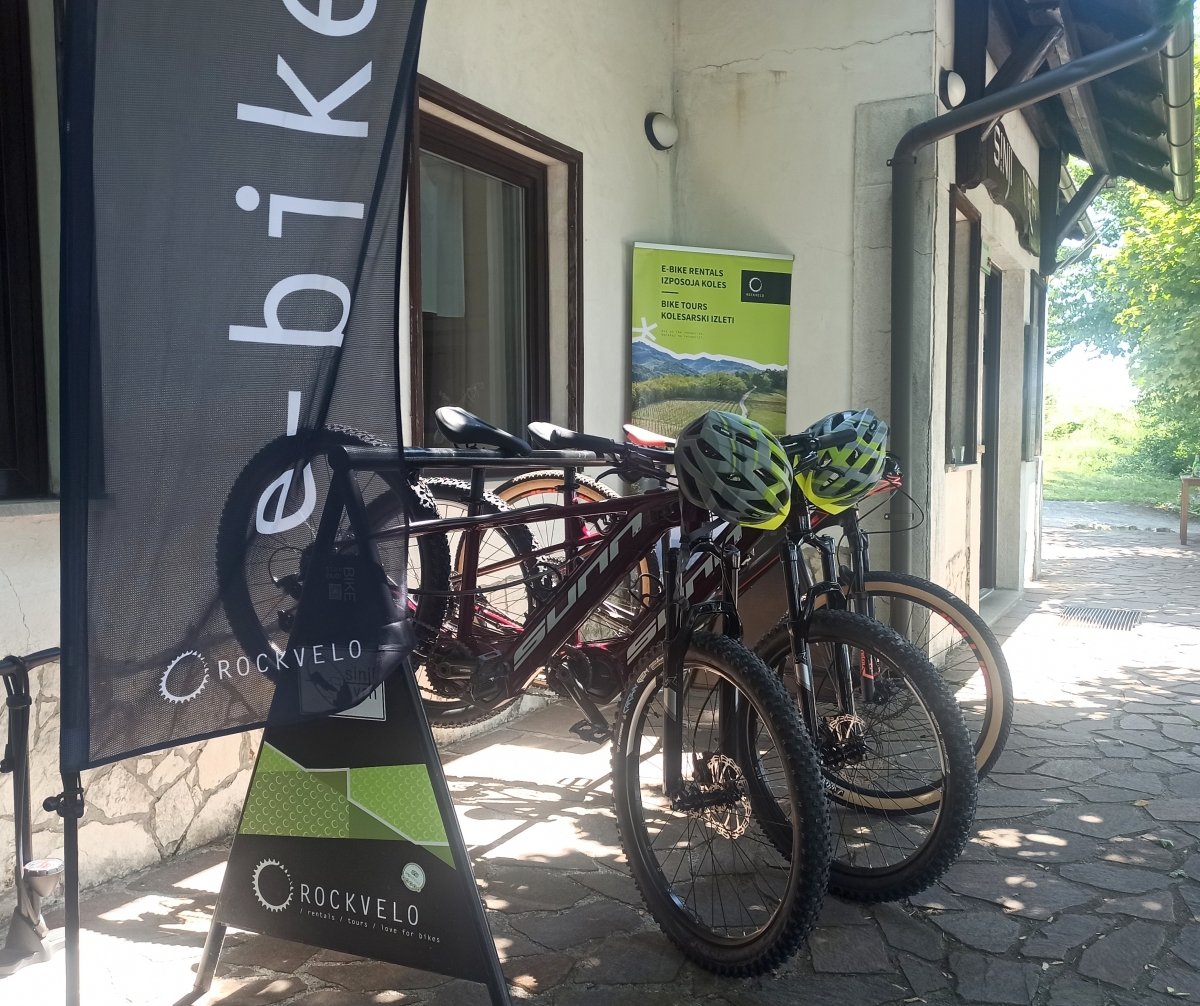 Bike rental point at Sinji vrh with electric rental bikes